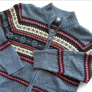 Vintage Carolyn Taylor women’s Full Zip Fair Isle Nordic Cardigan Sweater large